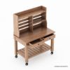 Picture of Renfrew Teak Portable Outdoor Bar Cart with Hutch