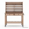 Picture of Renfrew Teak Portable Outdoor Bar Cart with Hutch