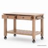 Picture of Renfrew Teak Portable Outdoor Bar Cart with Hutch