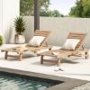 Picture of Holtville Rustic Teak Patio Chaise Lounge Chair With Wheels