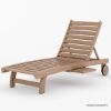 Picture of Holtville Rustic Teak Patio Chaise Lounge Chair With Wheels