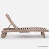 Picture of Holtville Rustic Teak Patio Chaise Lounge Chair With Wheels