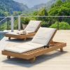 Picture of Maui Rustic Teak Wood Outdoor Chaise Lounge Chair with Adjustable Backrest