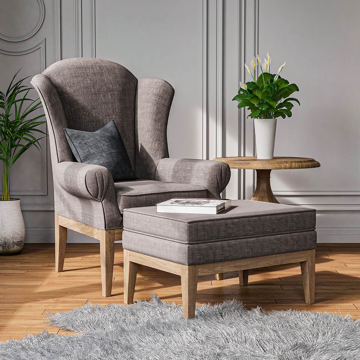 Bouillon Rustic Solid Wood Upholstered