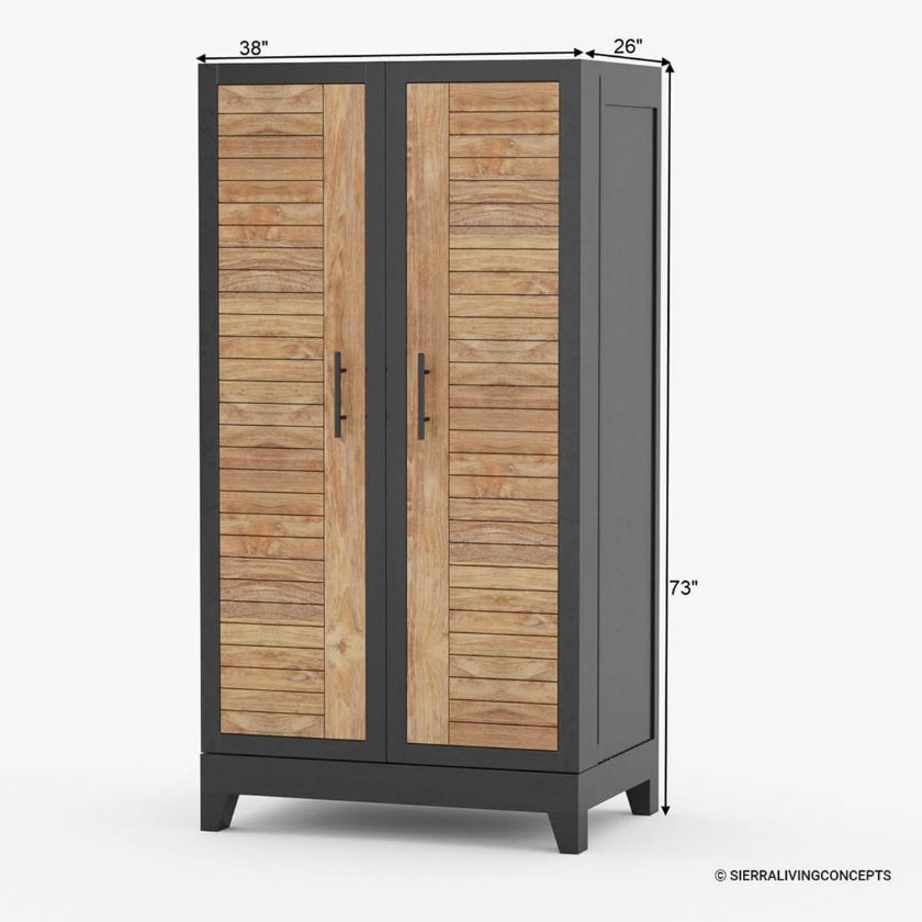 Brandon Mahogany Wood Tall Armoire Liquor & Wine Cabinet Dimension Image