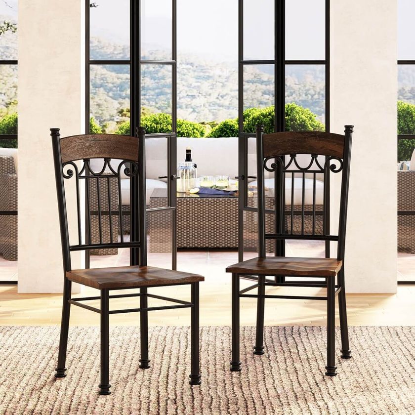 Picture of Mansfield Solid Wood & Wrought Iron Dining Chair
