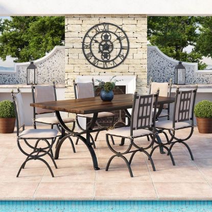 Picture of Quimper 6-Seater Solid Wood & Wrought Iron Dining Set