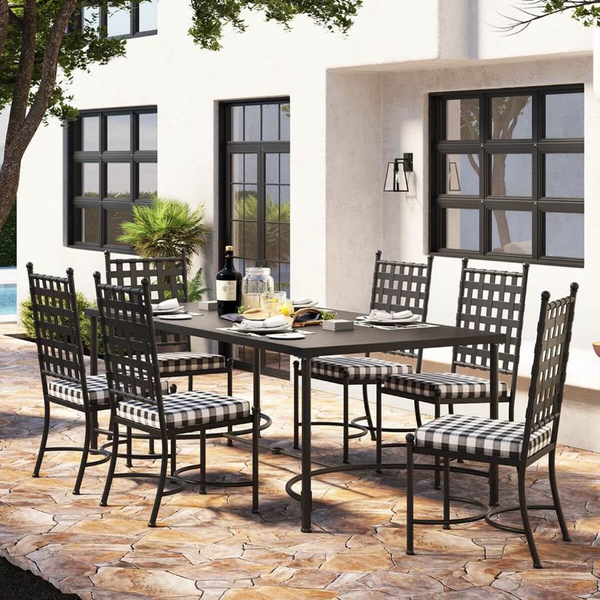 Picture of Muskegon 6 Seater Industrial Style Wrought Iron Dining Set