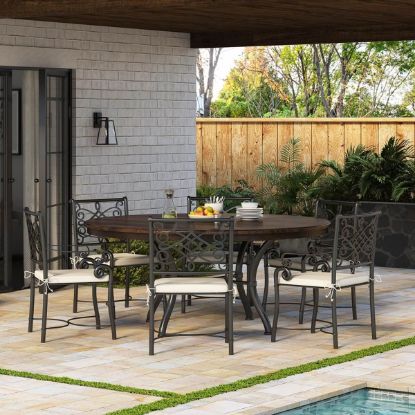 Picture of Clamart 6 Seater Solid Wood & Wrought Iron Round Dining Set
