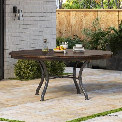 Picture of Clamart Solid Wood & Wrought Iron Round Patio Dining Table