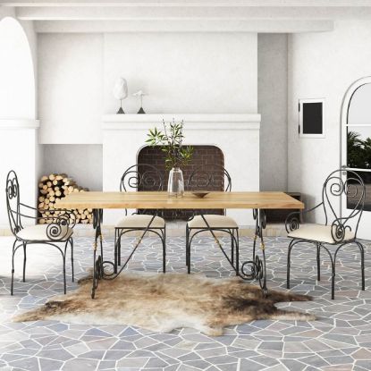 Picture of Pearland 6 Seater Handcrafted Solid Wood & Wrought Iron Dining Set