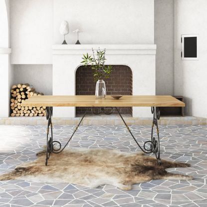 Picture of Pearland Handcrafted Solid Wood & Wrought Iron Dining Table