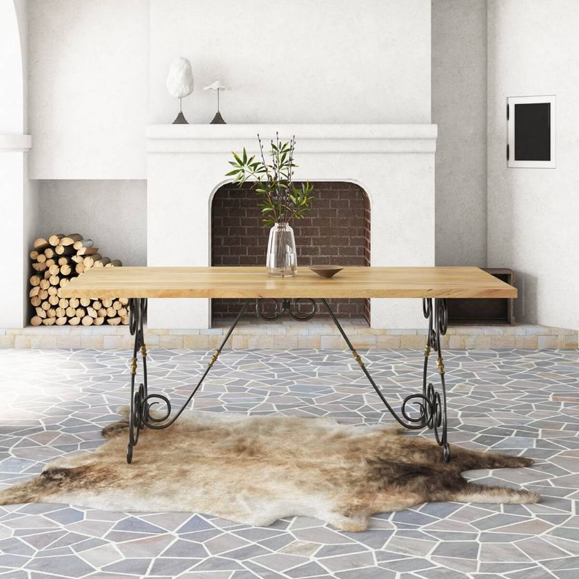 Picture of Pearland Handcrafted Solid Wood & Wrought Iron Dining Table