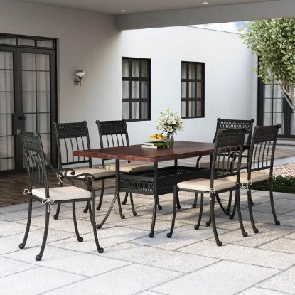 Picture of Wickenburg Wrought Iron Rustic Outdoor Dining Set​ For 6