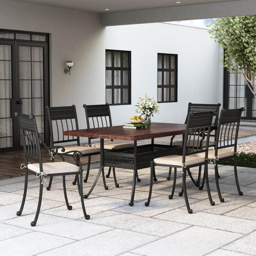 Picture of Wickenburg 6 Seater Modern Rustic Solid Wood & Wrought Iron Dining Set