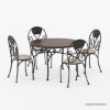 Picture of Durango 4 Seater Solid Wood & Wrought Iron Round Dining Set