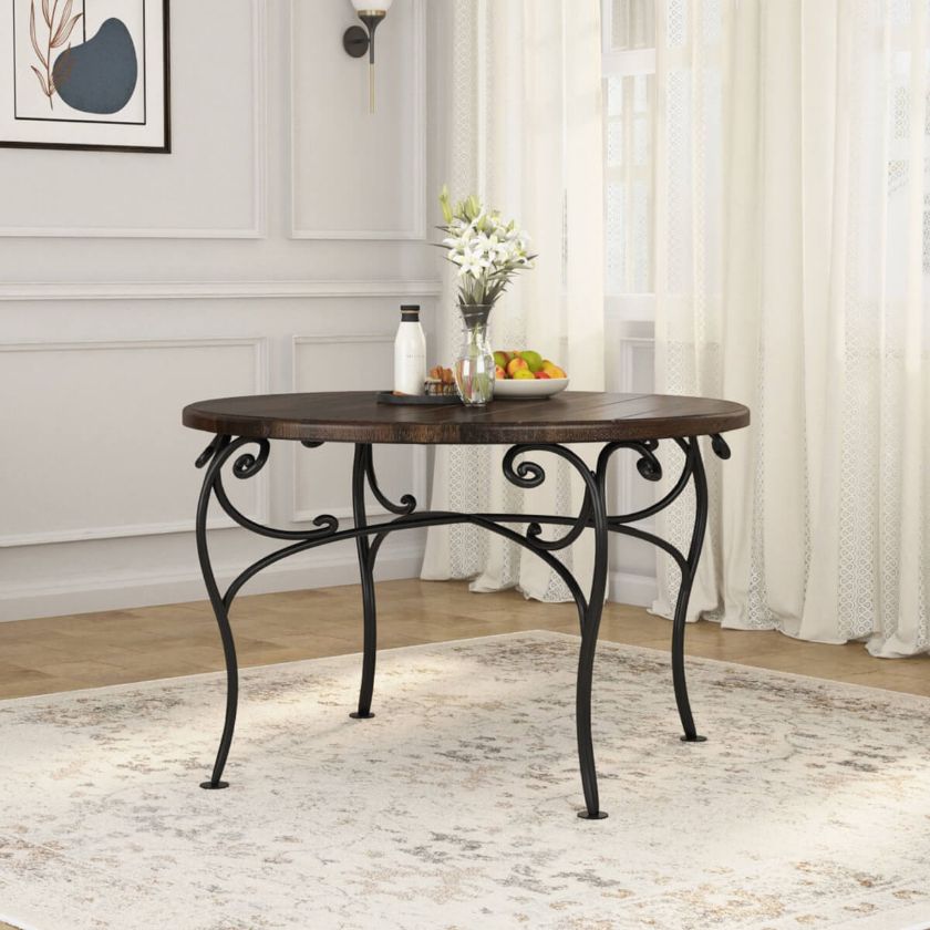 Picture of Durango Rustic Solid Wood & Wrought Iron Round Dining Table