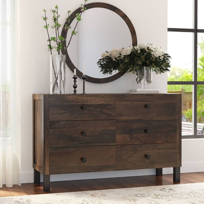 Picture of Syracuse Rustic Solid Wood & Wrought Iron Dresser