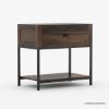 Picture of Syracuse Rustic  Solid Wood & Wrought Iron 1 Drawer Nightstand