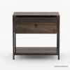 Picture of Syracuse Rustic  Solid Wood & Wrought Iron 1 Drawer Nightstand