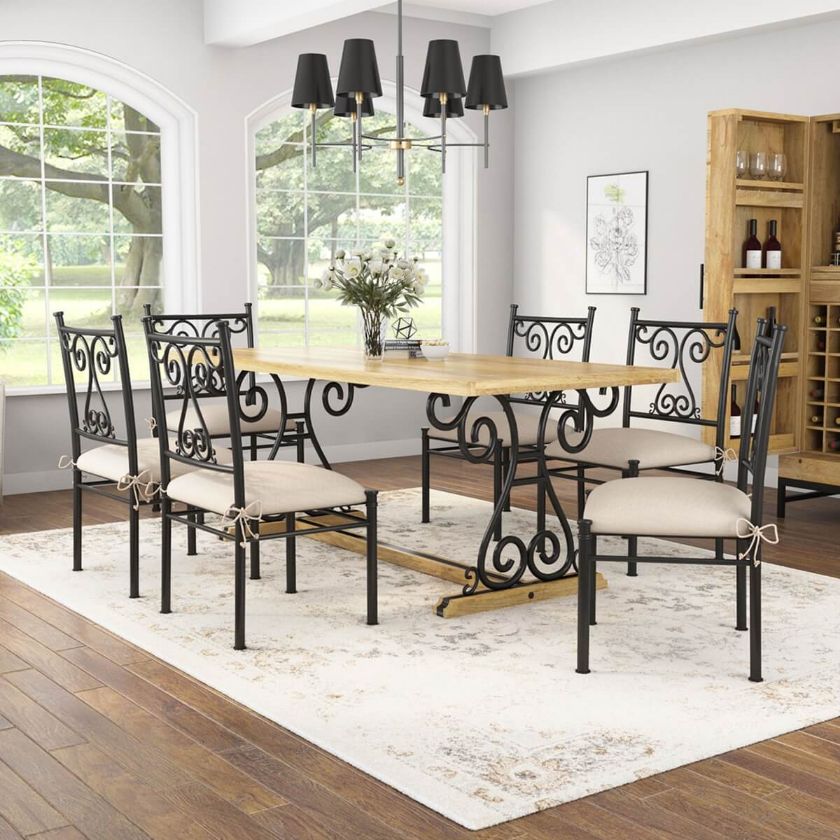 Picture of Annapolis 6 Seater Solid Wood & Wrought Iron Dining Set