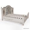 Picture of Colmar Coastal Floral Hand Carved Arch Headboard Solid Wood Platform Bed