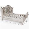 Picture of Colmar Coastal Floral Hand Carved Arch Headboard Solid Wood Platform Bed