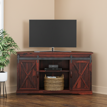 Clarinda Farmhouse Solid Wood Corner TV Stand (55")