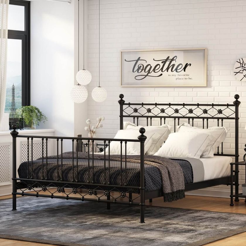 Picture of Montpellier Black Wrought Iron Panel Bed Frame