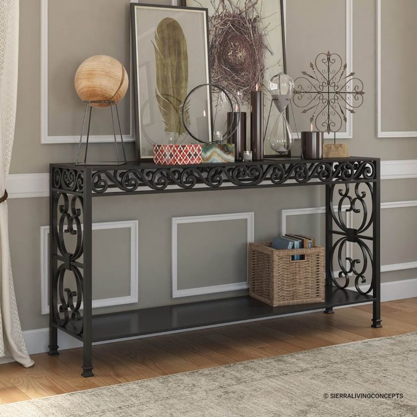 Picture of Appenzell Antique Black Wrought Iron Modern Console Table
