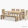Picture of Marseille Rustic Solid Wood Dining Table with Bench and Chairs
