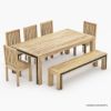 Picture of Marseille Rustic Solid Wood Dining Table with Bench and Chairs