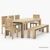 Picture of Marseille Rustic Solid Wood Dining Table with Bench and Chairs