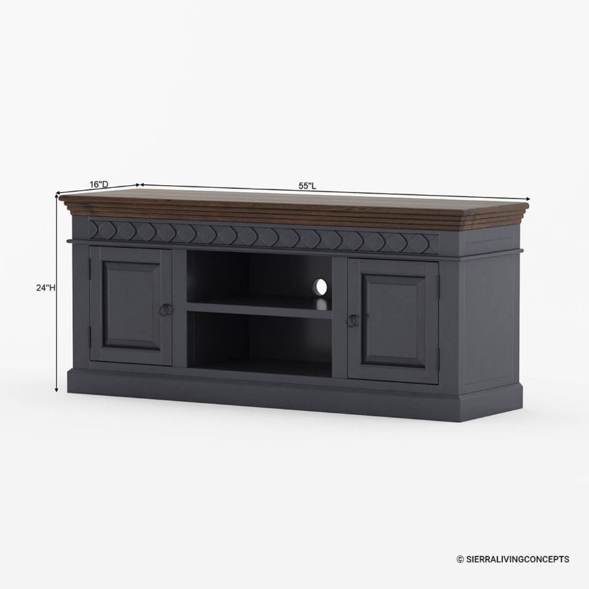 Anamosa Handcrafted TV Media Console with Cabinets (55