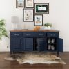 Picture of Meriden Two Tone Solid Wood Blue Sideboard Cabinet with Drawers