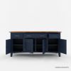 Picture of Meriden Two Tone Solid Wood Blue Sideboard Cabinet with Drawers