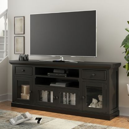 Chariton Glass Door Book Storage Black Media Console Cabinet (72")