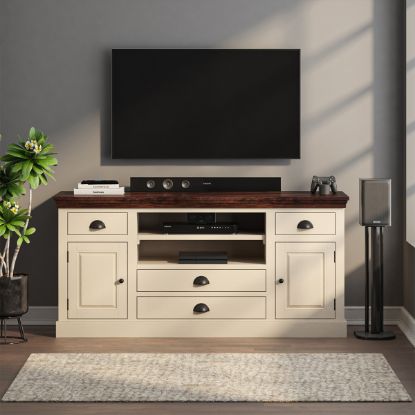 Dyersville Two Tone White 65" TV Stand with Drawers