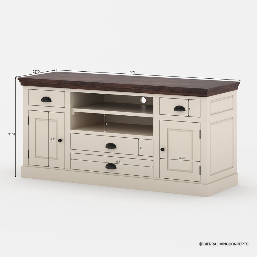 Dyersville Two Tone White Media Console with Drawers (50