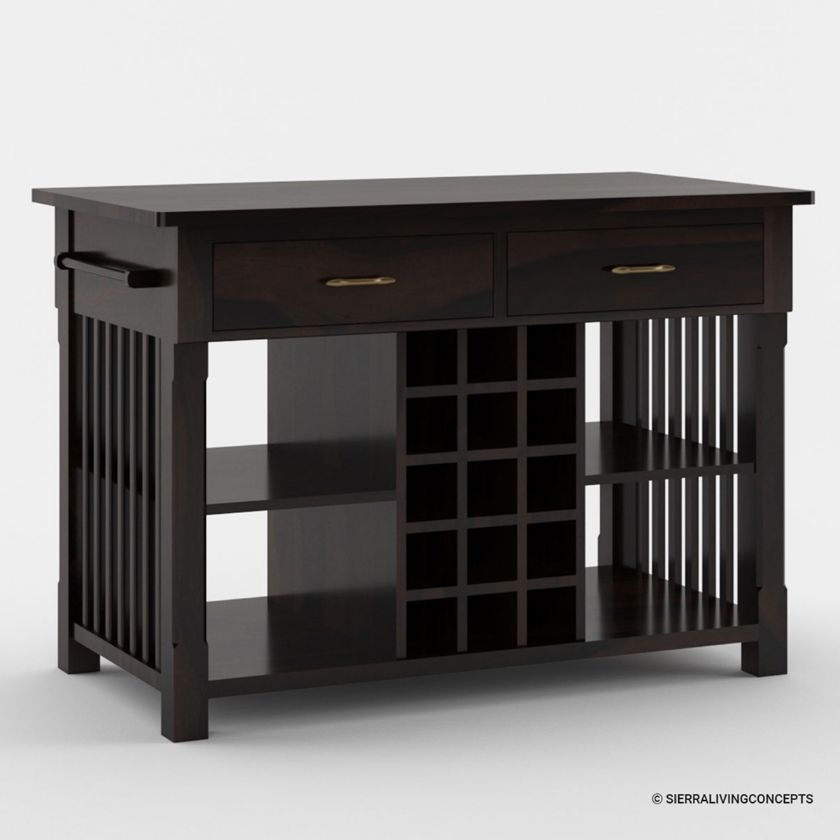 Winterset Solid Wood Small Kitchen Island with Wine Rack Dimension Image