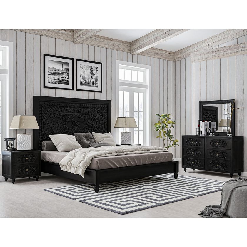 Picture of Treviso Solid Wood Hand-carved 4 Piece Bedroom Set