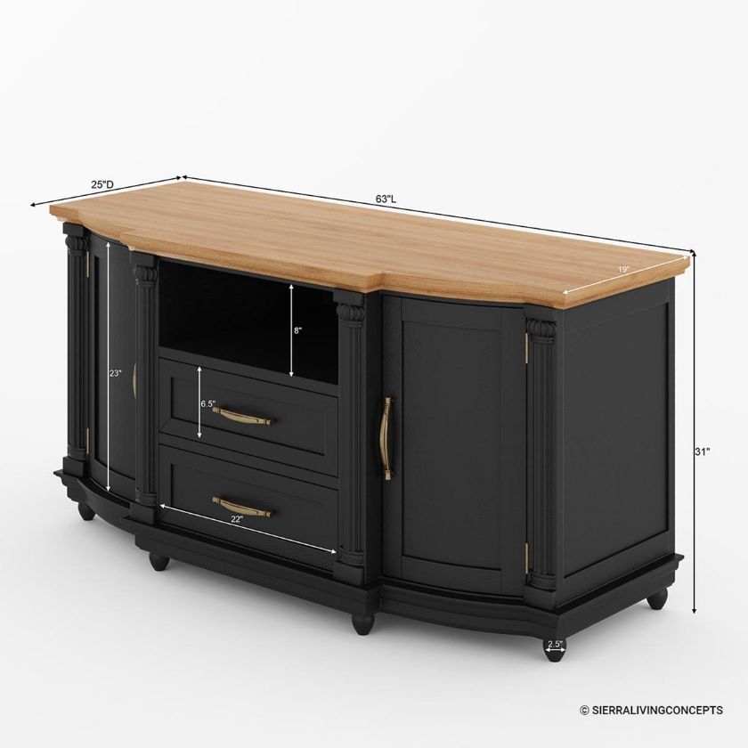 Marshalltown Two-tone Black Tall TV Media Console Cabinet (63