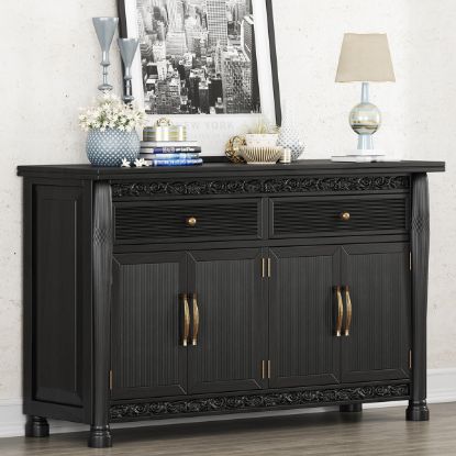 Picture of Cambria Solid Wood Black Sideboard with Wine Storage