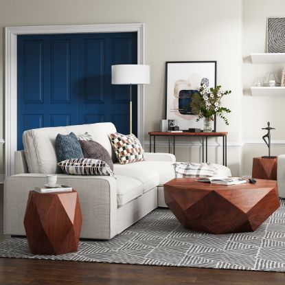 Picture of Bandera Solid Wood 3 Piece Geometric Coffee Table And End Table Set