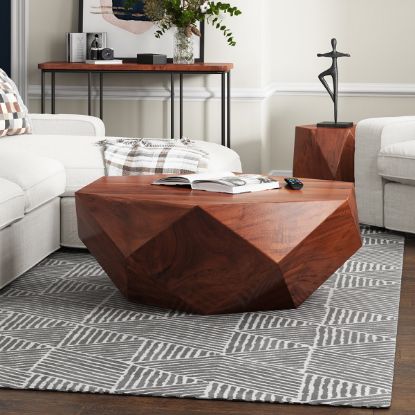 Picture of Bandera Wood Diamond Drum Shaped Coffee Table 