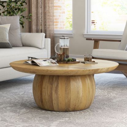 Picture of Camargito Rustic Solid Wood Round Top Coffee Table