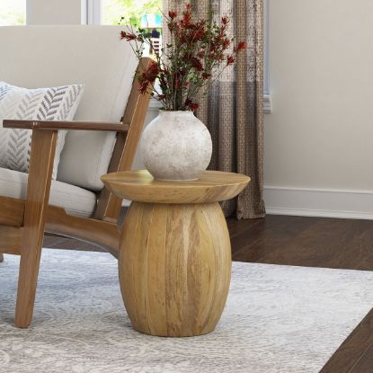 Picture of Camargito Rustic Solid Wood Round Top End Table