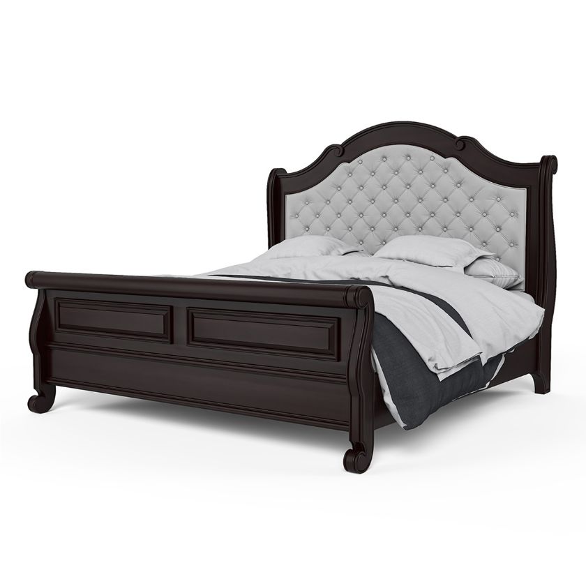 Picture of Bordeaux Solid Wood Upholstered Headboard Platform Bed