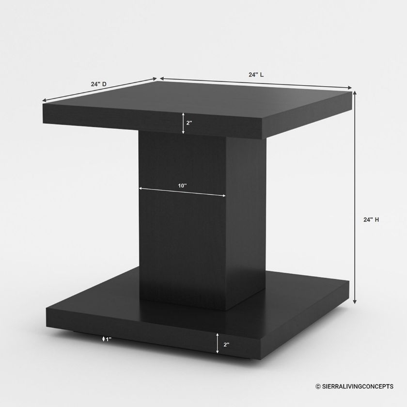 Fribourg Solid Wood Geometric Narrow End Table Dimension Image