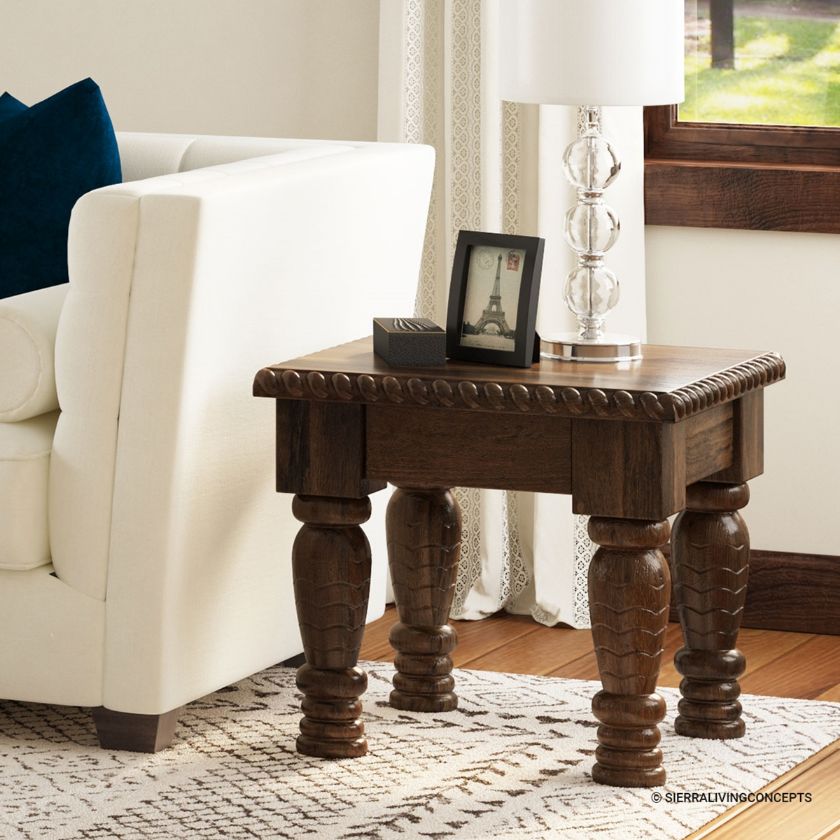 Picture of Renens Rustic Solid Wood Traditional End Table